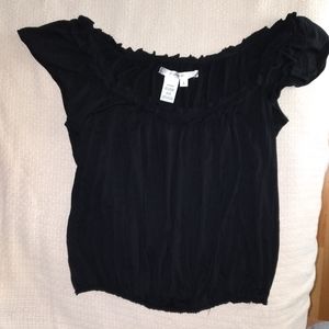 Studio M Black Ladies Cap/Flutter Sleve Top Small